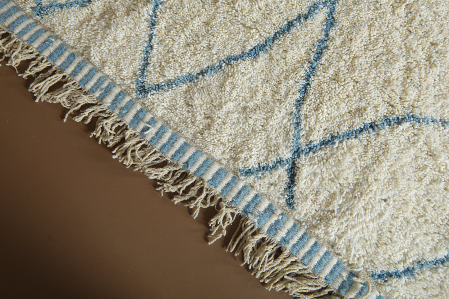 Handmade Moroccan Rug - Custom Wool Rug - Blue Linear Pattern