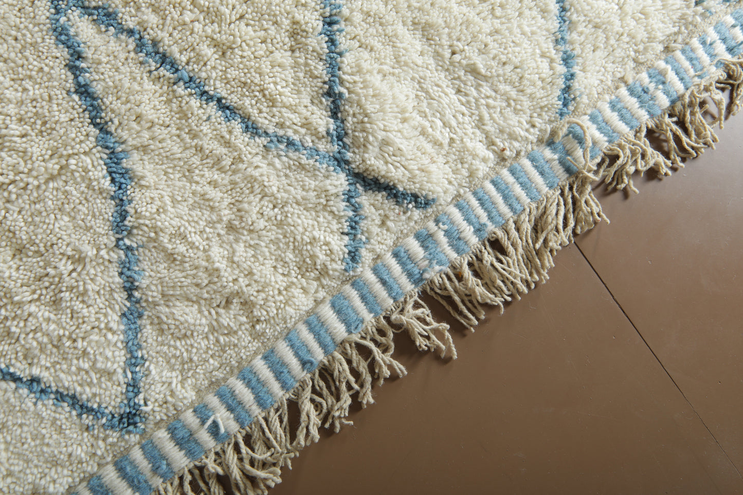 Handmade Moroccan Rug - Custom Wool Rug - Blue Linear Pattern