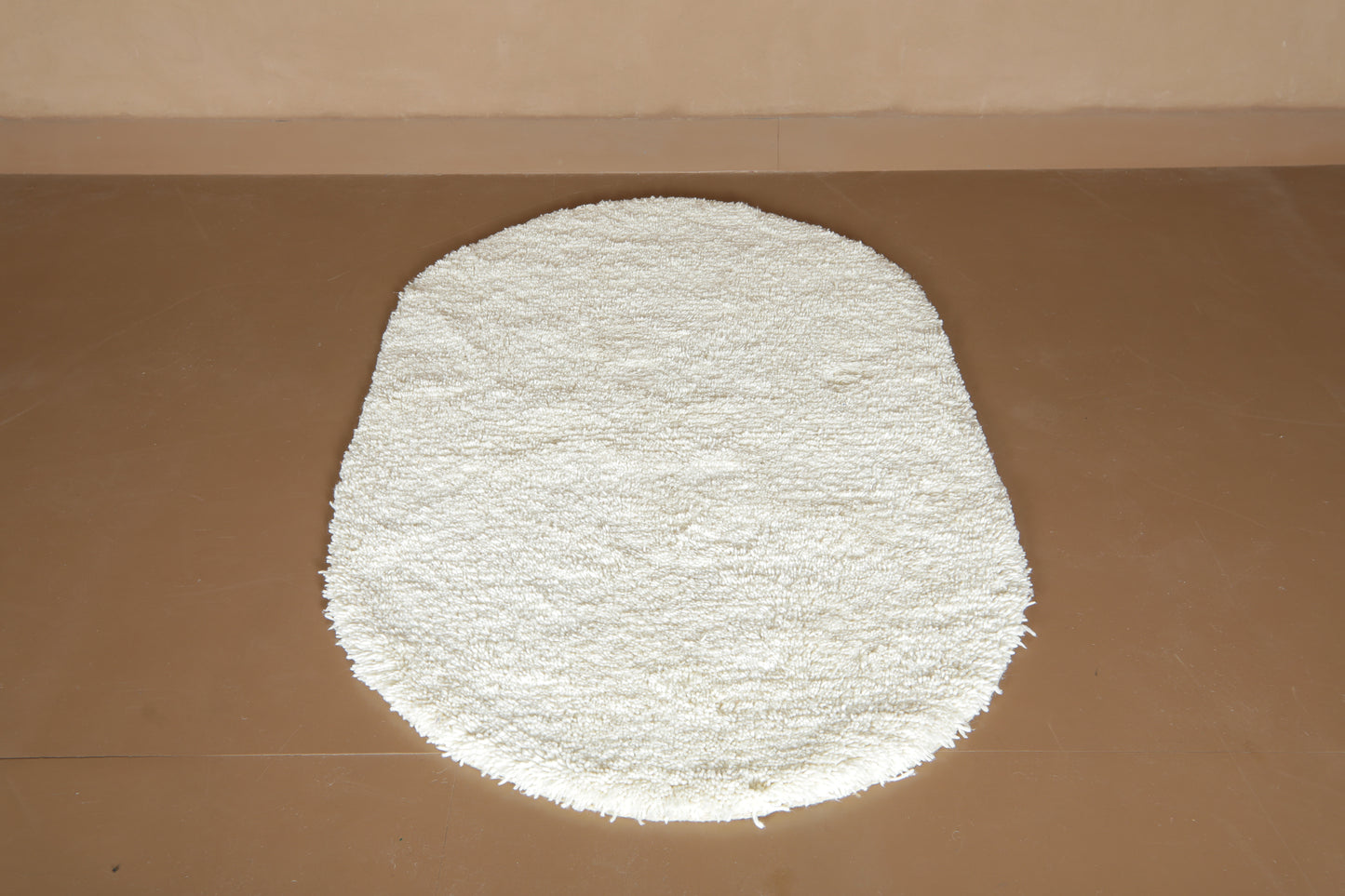Custom Moroccan Rug - Minimalist Oval in Soft Natural Wool - Handmade Wool Rug
