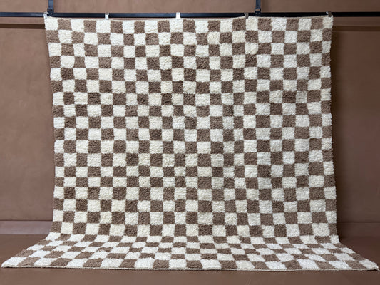 Custom Handwoven Moroccan Wool Rug – Checkerboard Design
