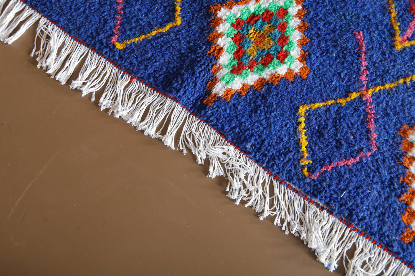 Blue Moroccan Rug – Custom Handmade Rug – Colorful Diamond Motifs