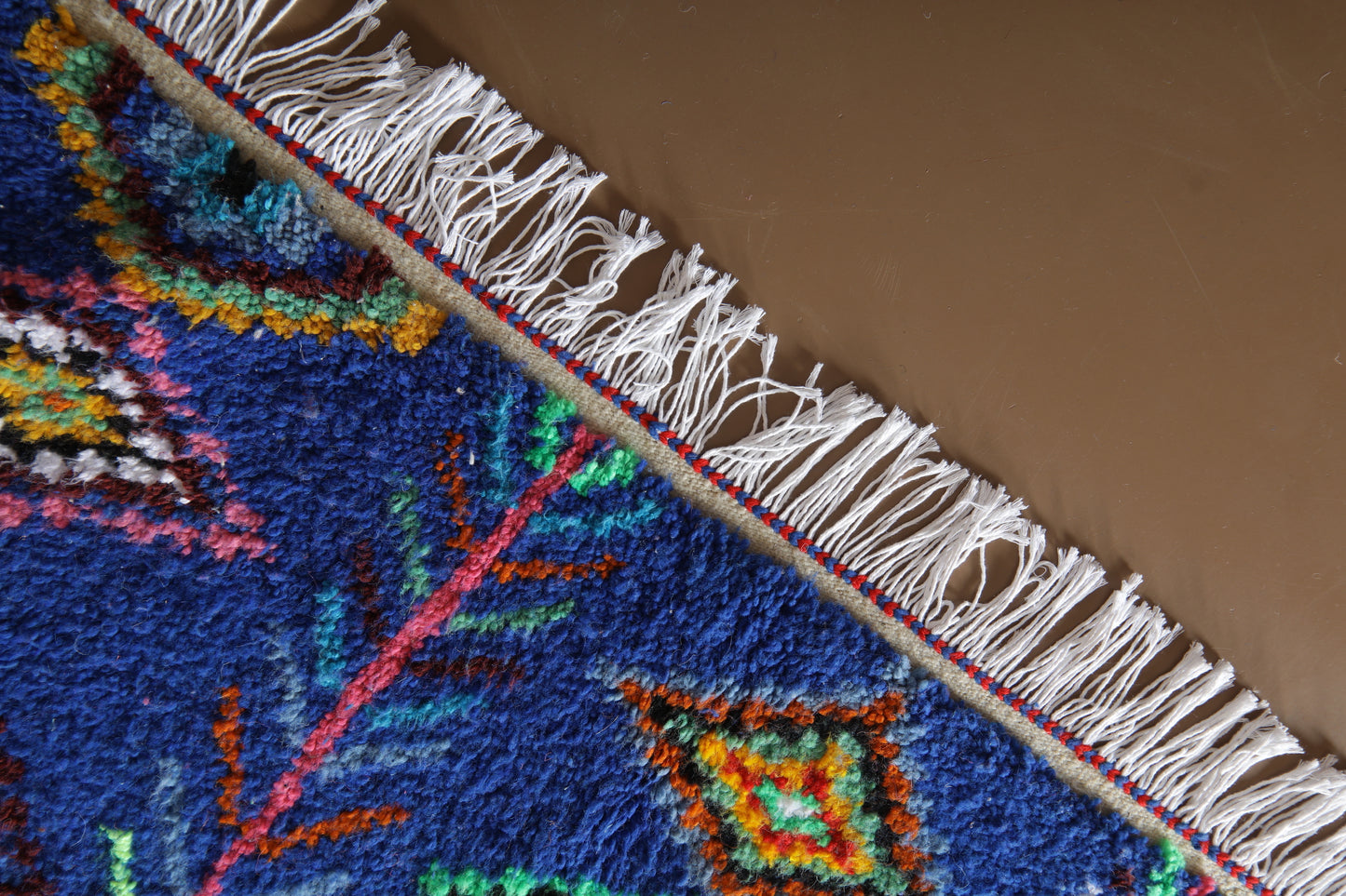 Blue Moroccan Rug – Custom Handmade Rug – Colorful Diamond Motifs