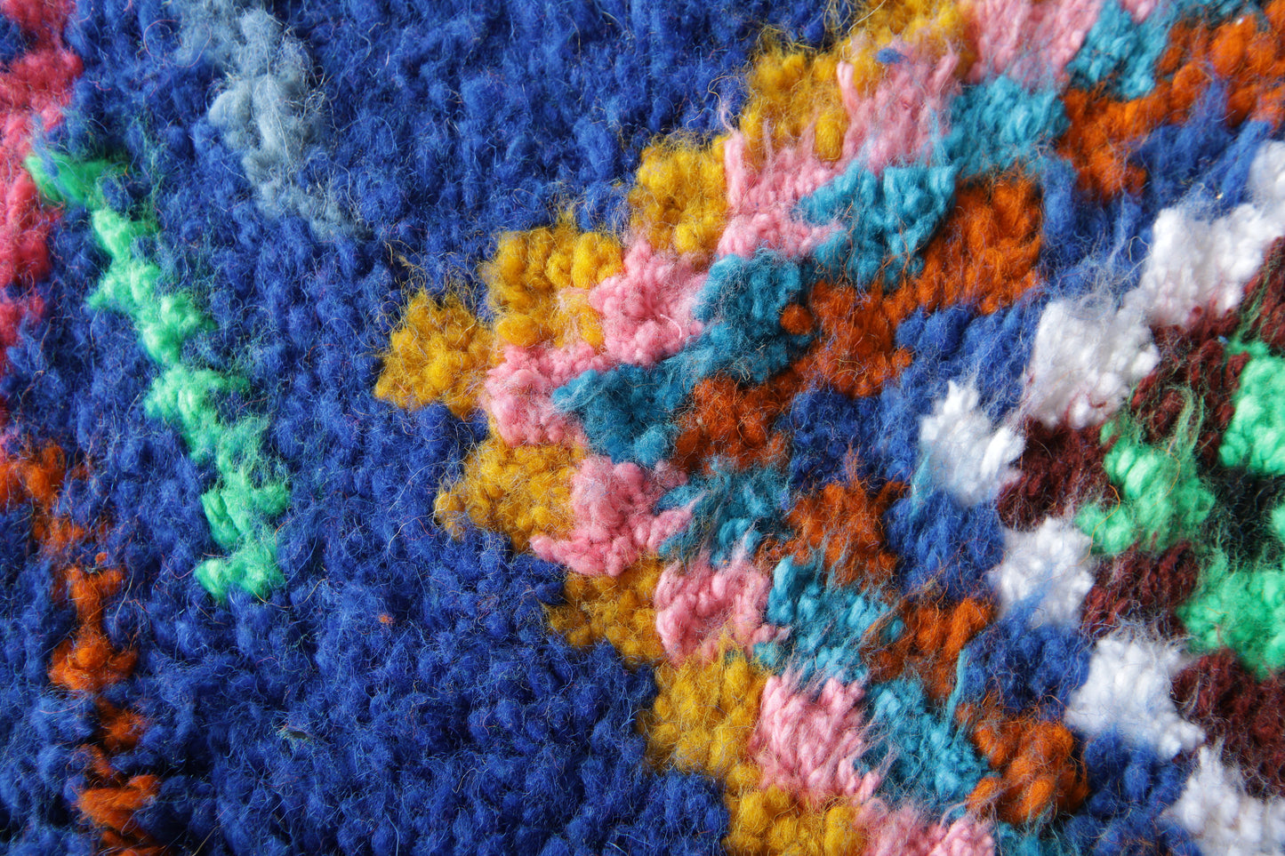 Blue Moroccan Rug – Custom Handmade Rug – Colorful Diamond Motifs