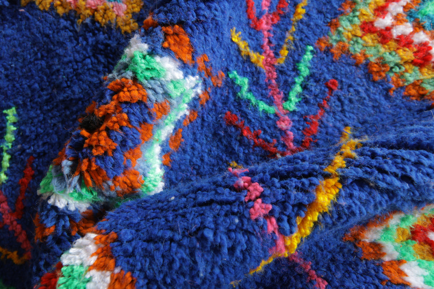 Blue Moroccan Rug – Custom Handmade Rug – Colorful Diamond Motifs