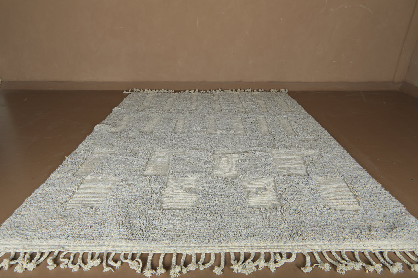 Handmade Moroccan Rug - Neutral Geometric Design - Custom Wool Rug