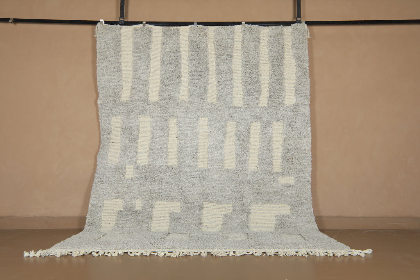 Handmade Moroccan Rug - Neutral Geometric Design - Custom Wool Rug