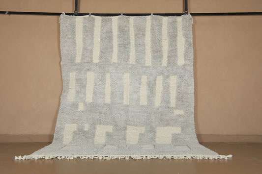 Handmade Moroccan Rug - Neutral Geometric Design - Custom Wool Rug