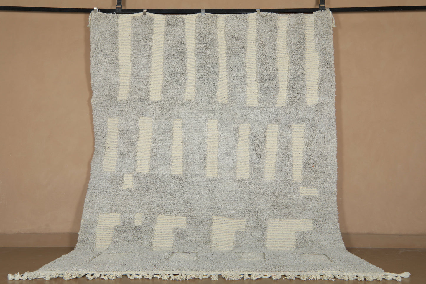 Handmade Moroccan Rug - Neutral Geometric Design - Custom Wool Rug