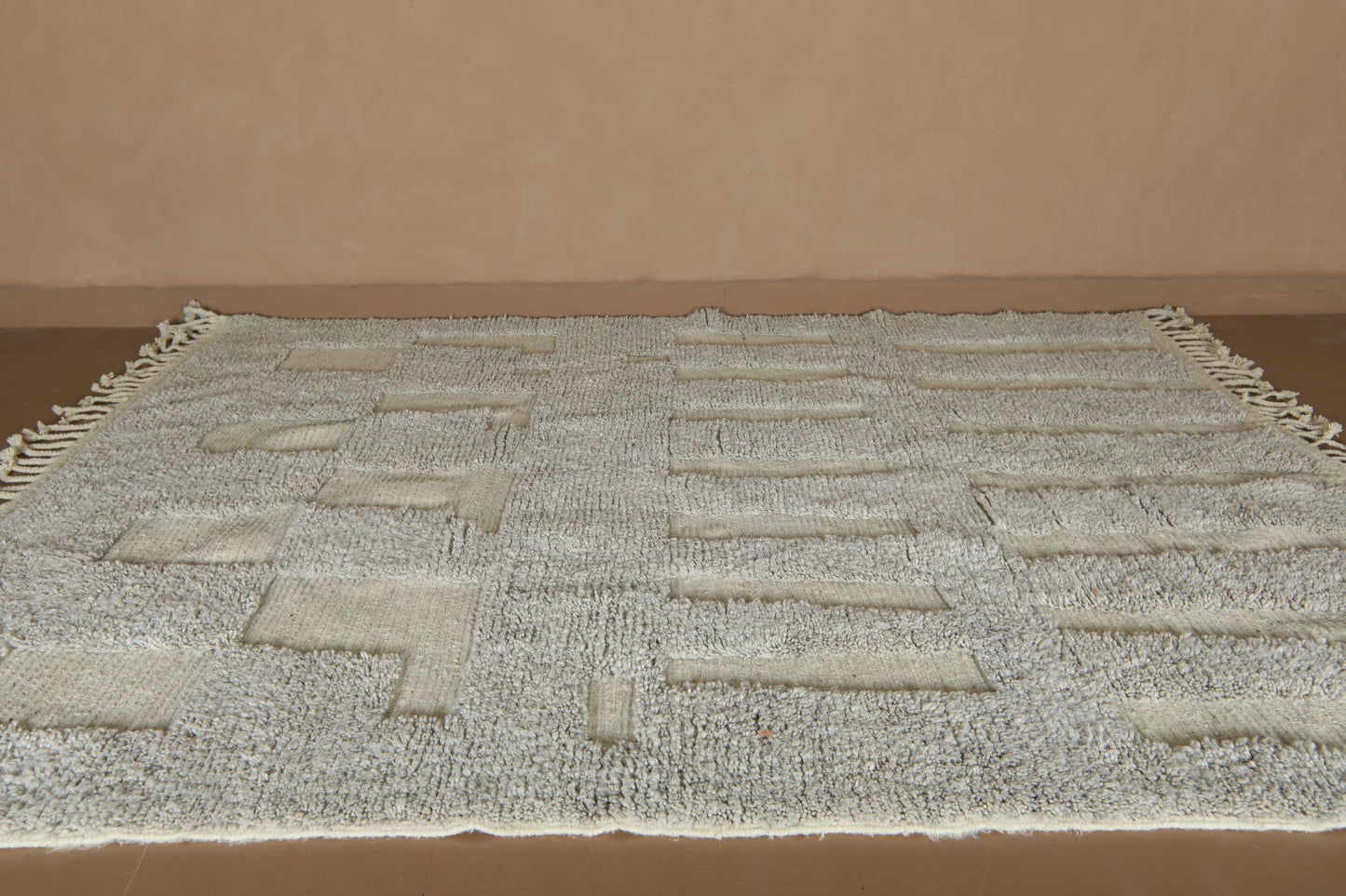 Handmade Moroccan Rug - Neutral Geometric Design - Custom Wool Rug