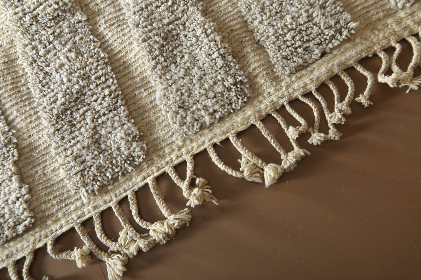 Handmade Moroccan Rug - Neutral Geometric Design - Custom Wool Rug