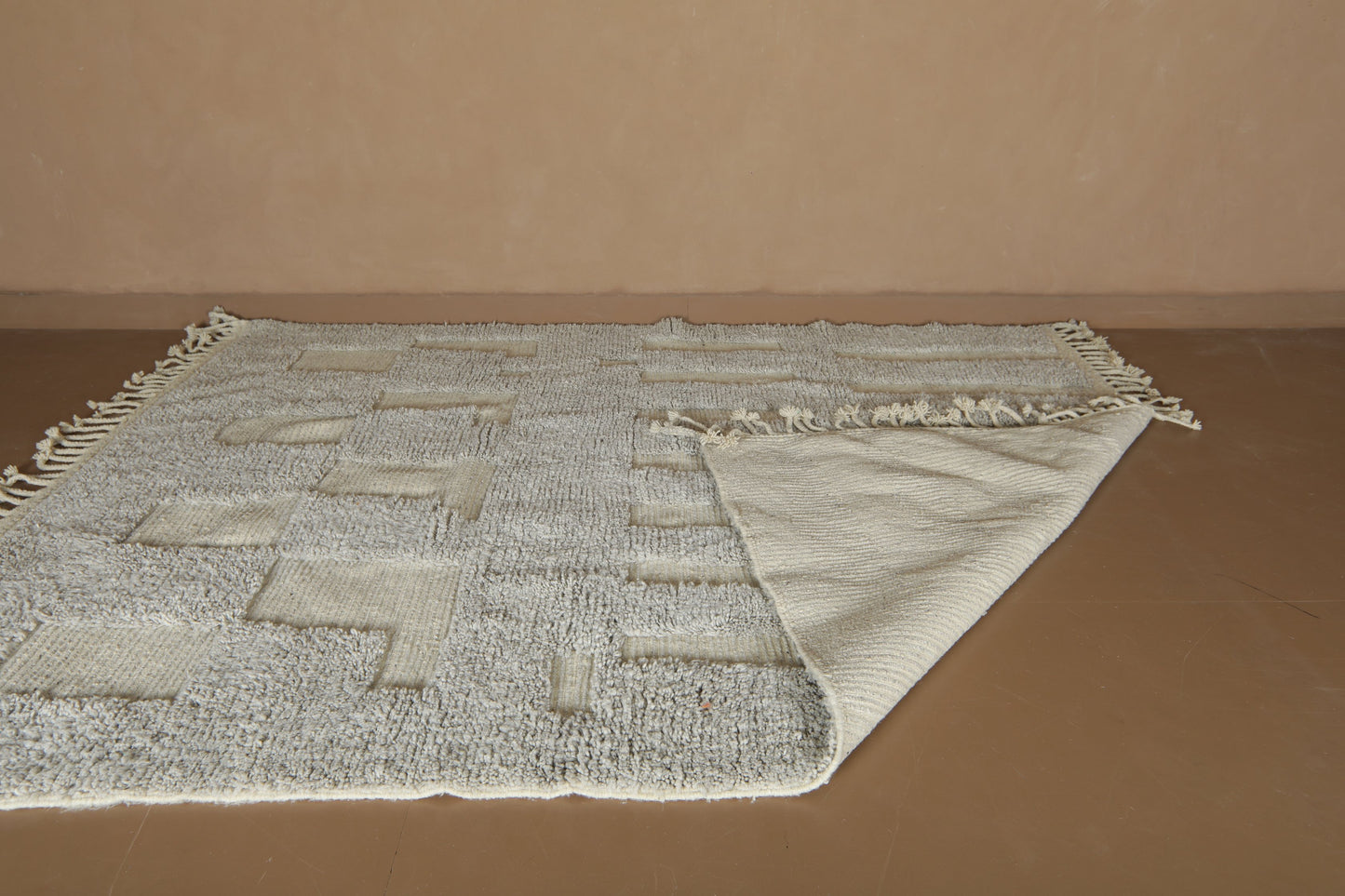 Handmade Moroccan Rug - Neutral Geometric Design - Custom Wool Rug