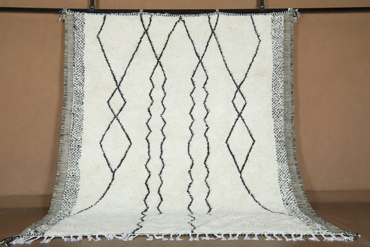 Moroccan Beni Ourain Rug –Timeless Ivory & Nomadic Lines - Custom Rug