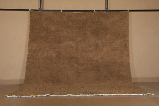 Custom Moroccan Rug - Minimalist Warm Brown Wool - Handmade Rug