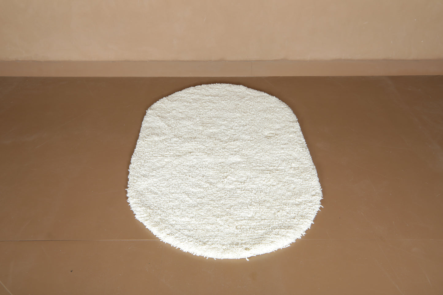 Custom Moroccan Rug - Minimalist Oval in Soft Natural Wool - Handmade Wool Rug