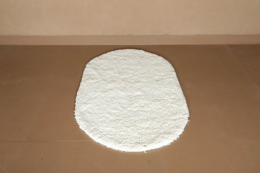 Custom Moroccan Rug - Minimalist Oval in Soft Natural Wool - Handmade Wool Rug