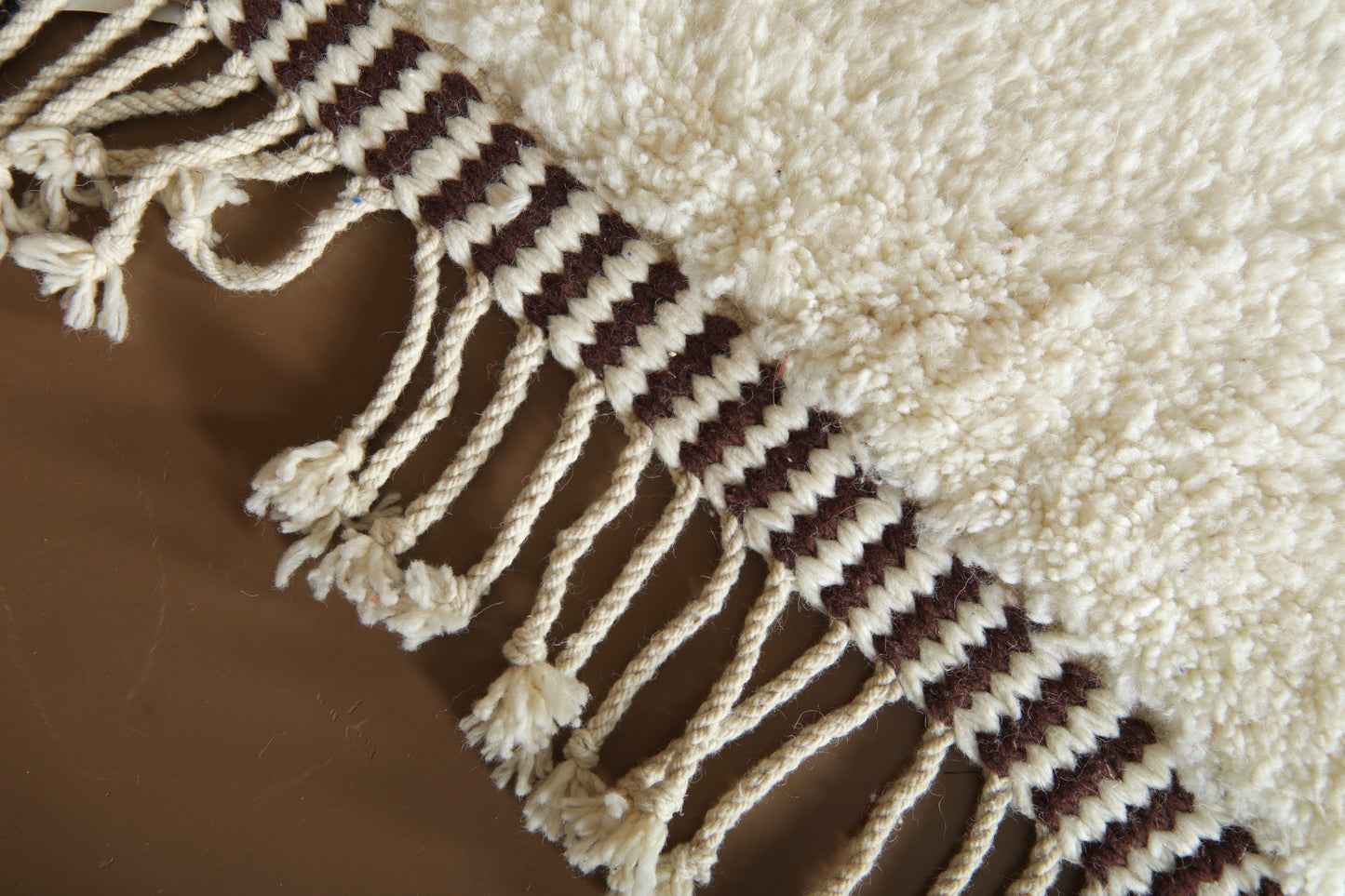 Moroccan Beni Ourain Rug - Ivory & Cocoa Modernist Blocks - Custom Wool Rug
