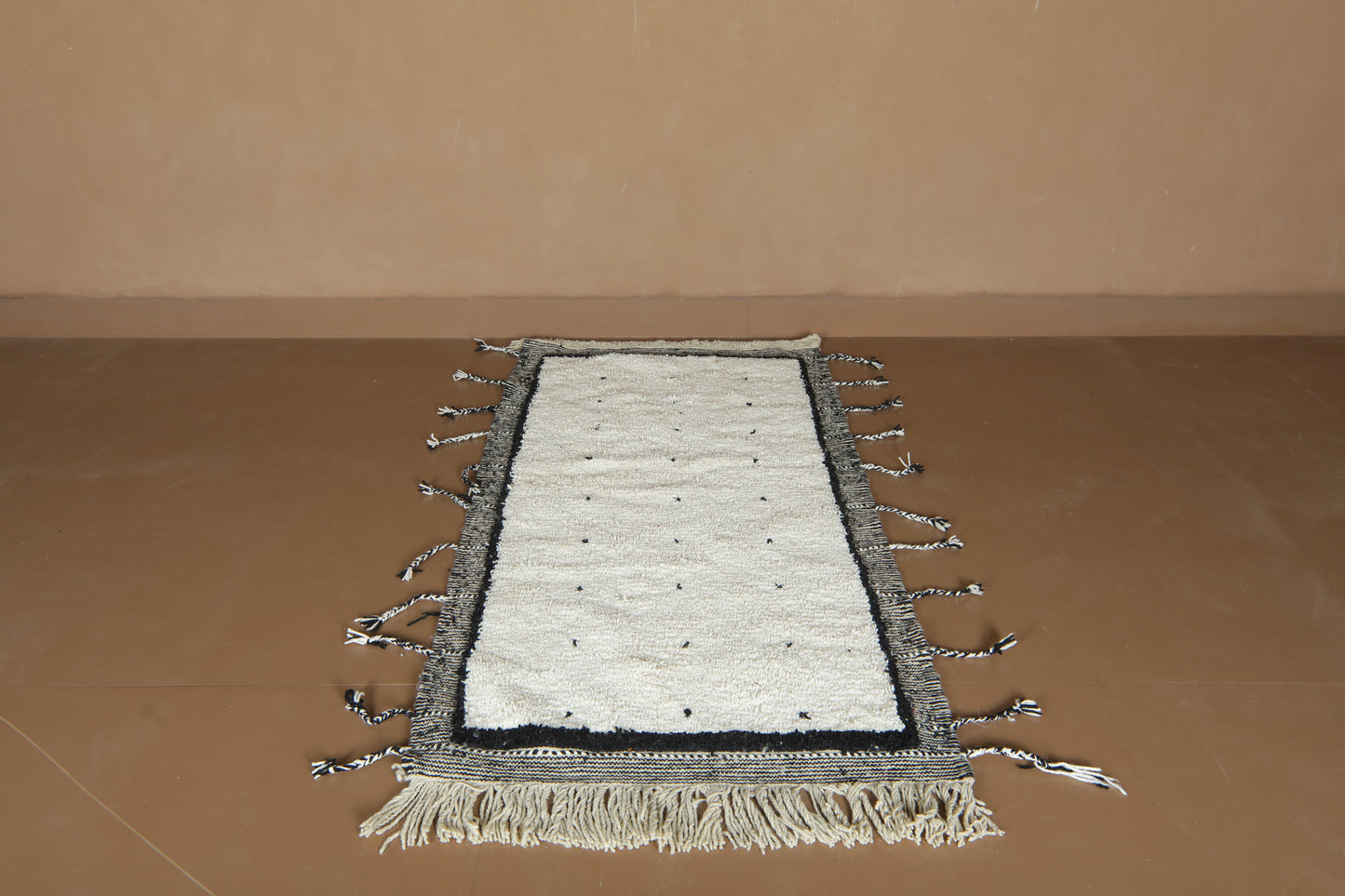 Handmade Moroccan Beni Ourain – Ivory Field & Nomad Dots - Custom Wool Rug