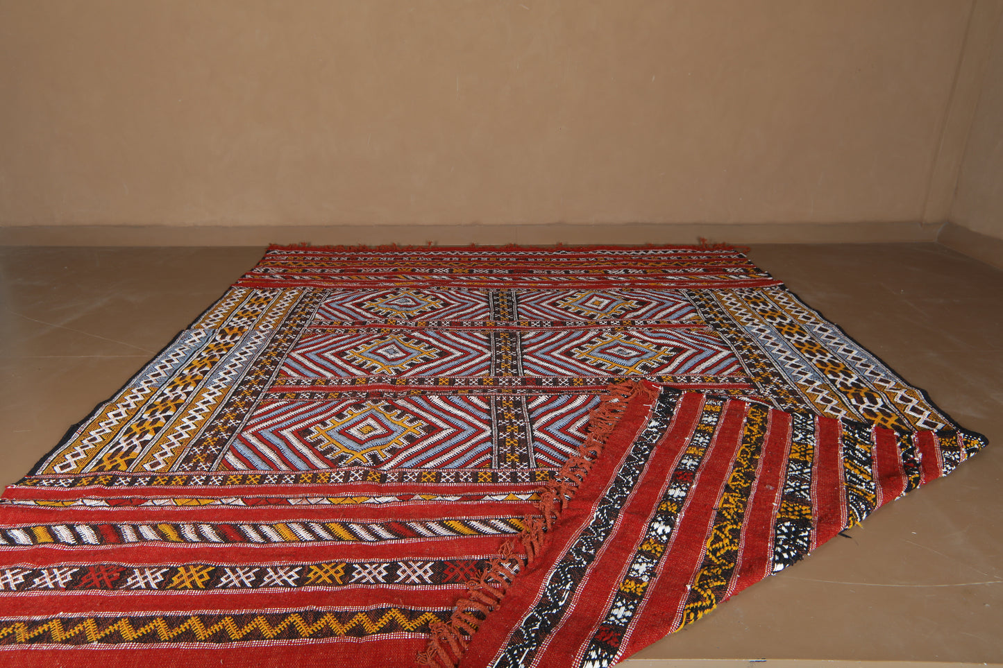 Flat-Woven Moroccan Rug - Custom Wool Rug - Colorful Rug