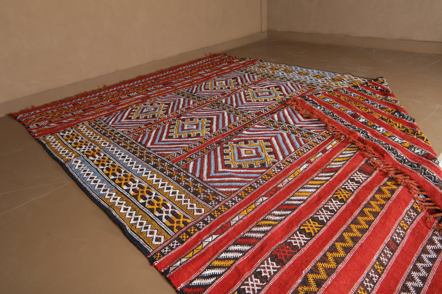 Flat-Woven Moroccan Rug - Custom Wool Rug - Colorful Rug