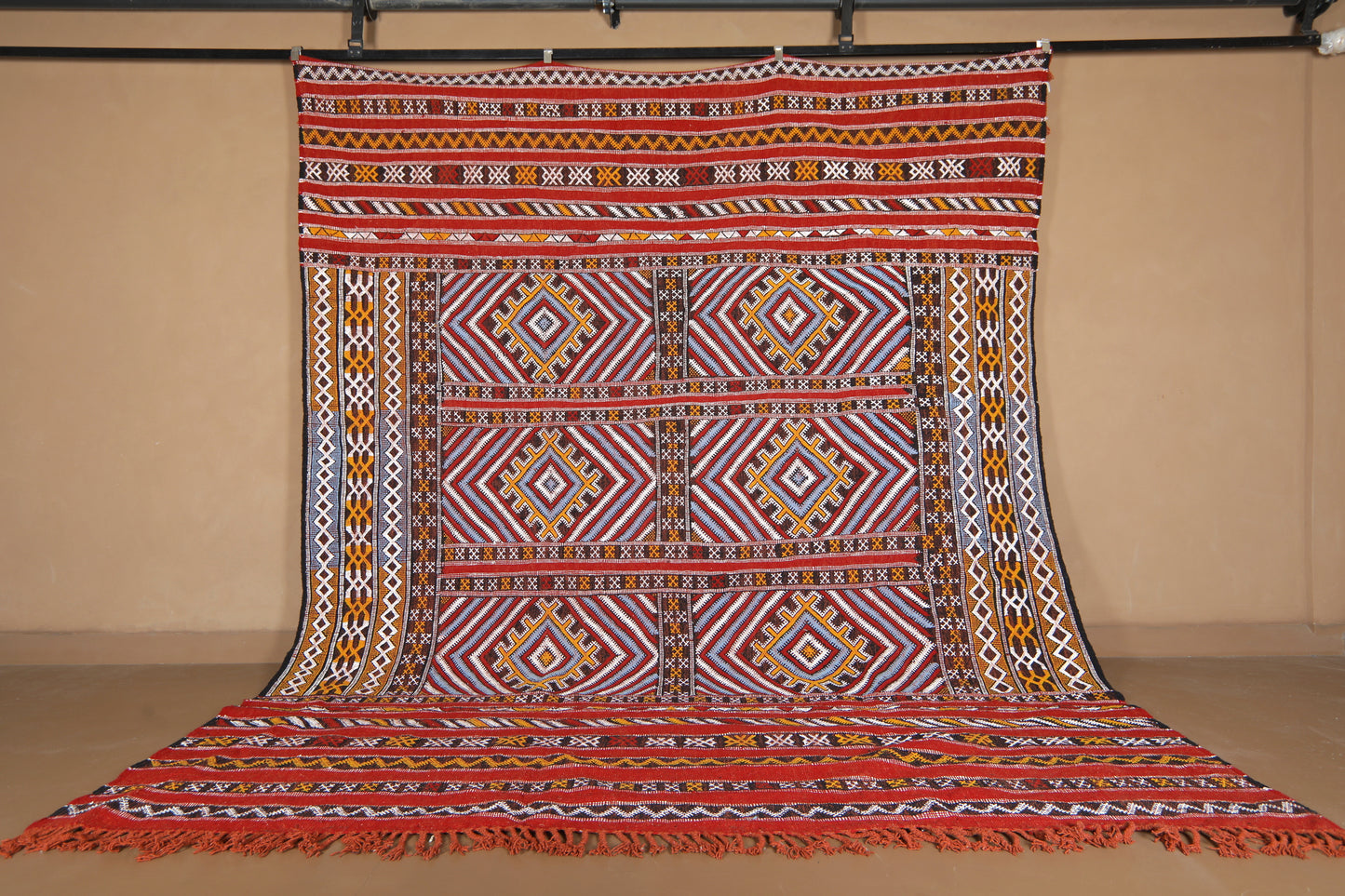 Flat-Woven Moroccan Rug - Custom Wool Rug - Colorful Rug