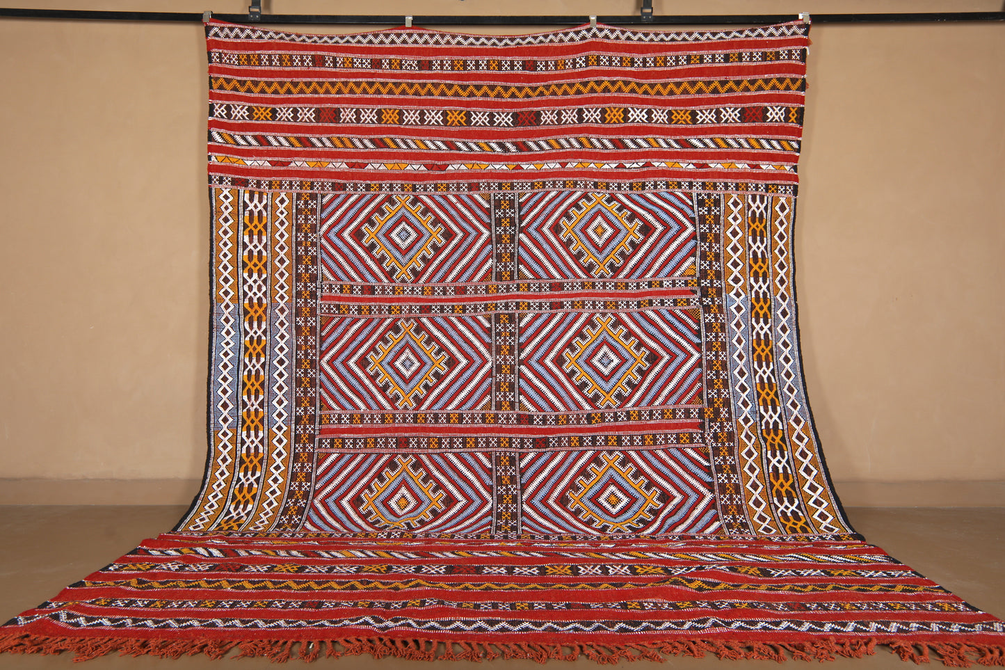 Flat-Woven Moroccan Rug - Custom Wool Rug - Colorful Rug