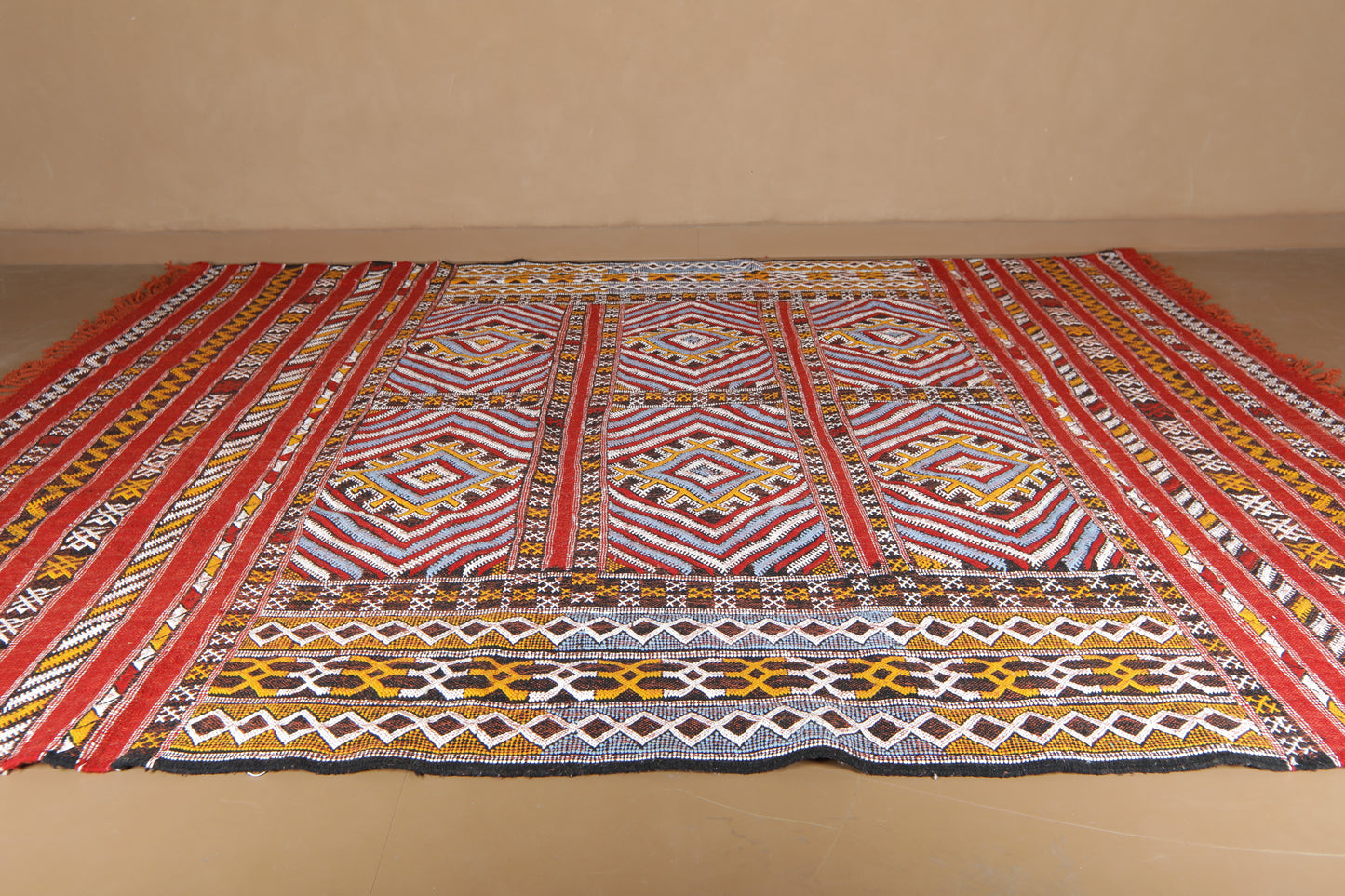 Flat-Woven Moroccan Rug - Custom Wool Rug - Colorful Rug