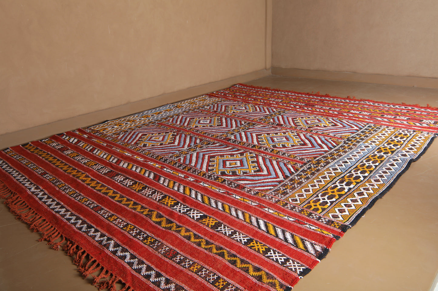 Flat-Woven Moroccan Rug - Custom Wool Rug - Colorful Rug