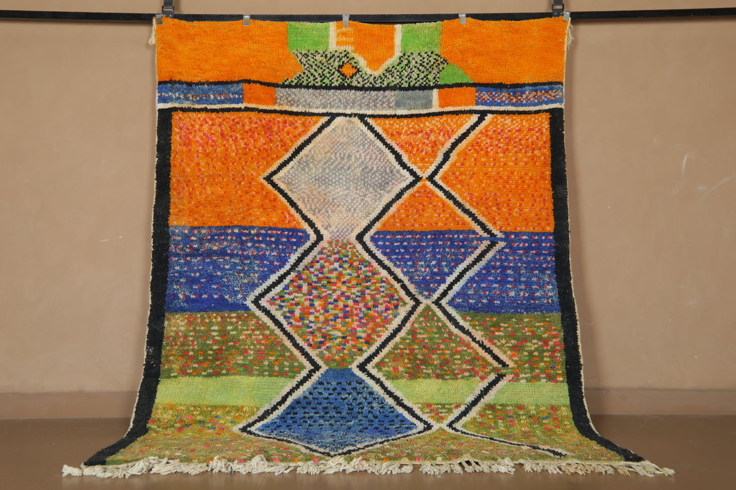 Handmade Moroccan Boujaad Rug – Vibrant Multicolor Geometric Wool Design