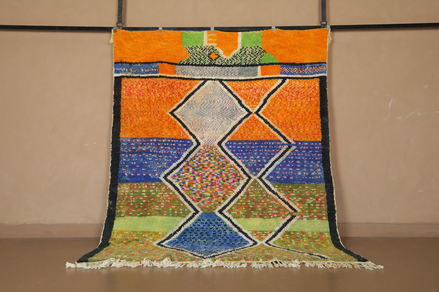 Handmade Moroccan Boujaad Rug – Vibrant Multicolor Geometric Wool Design