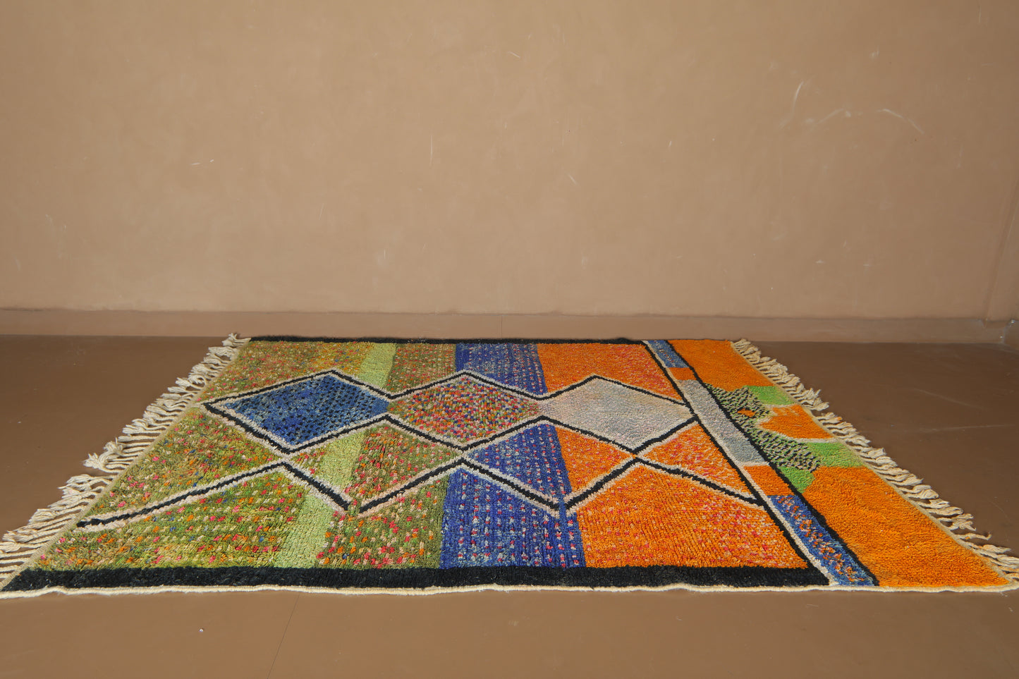 Handmade Moroccan Boujaad Rug – Vibrant Multicolor Geometric Wool Design