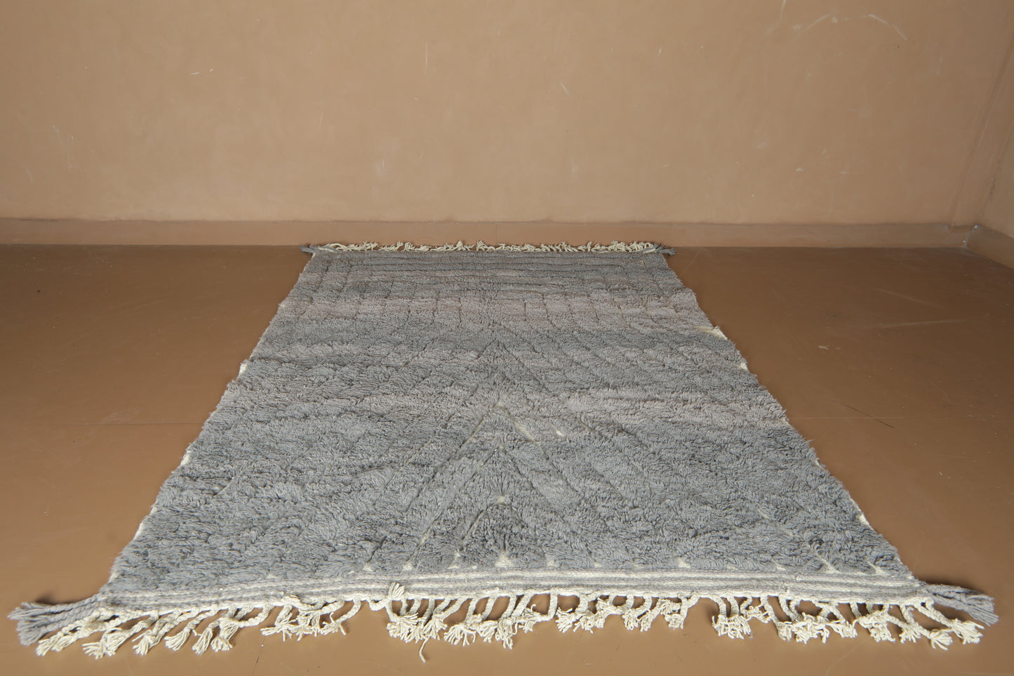 Custom Handmade Moroccan Rug – Gray & Cream Geometric Wool Design