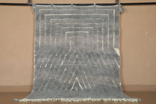 Custom Handmade Moroccan Rug – Gray & Cream Geometric Wool Design