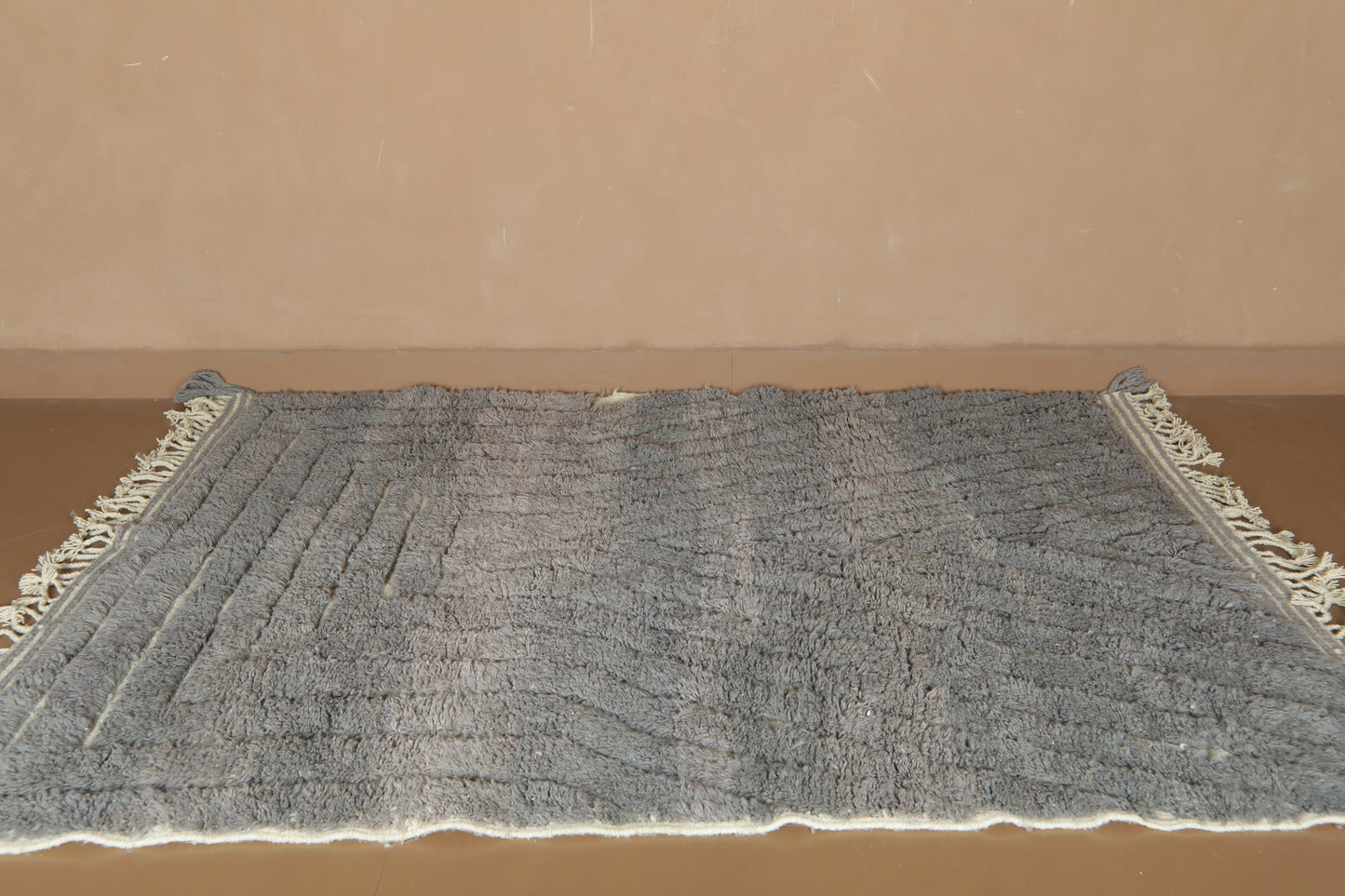 Custom Handmade Moroccan Rug – Gray & Cream Geometric Wool Design