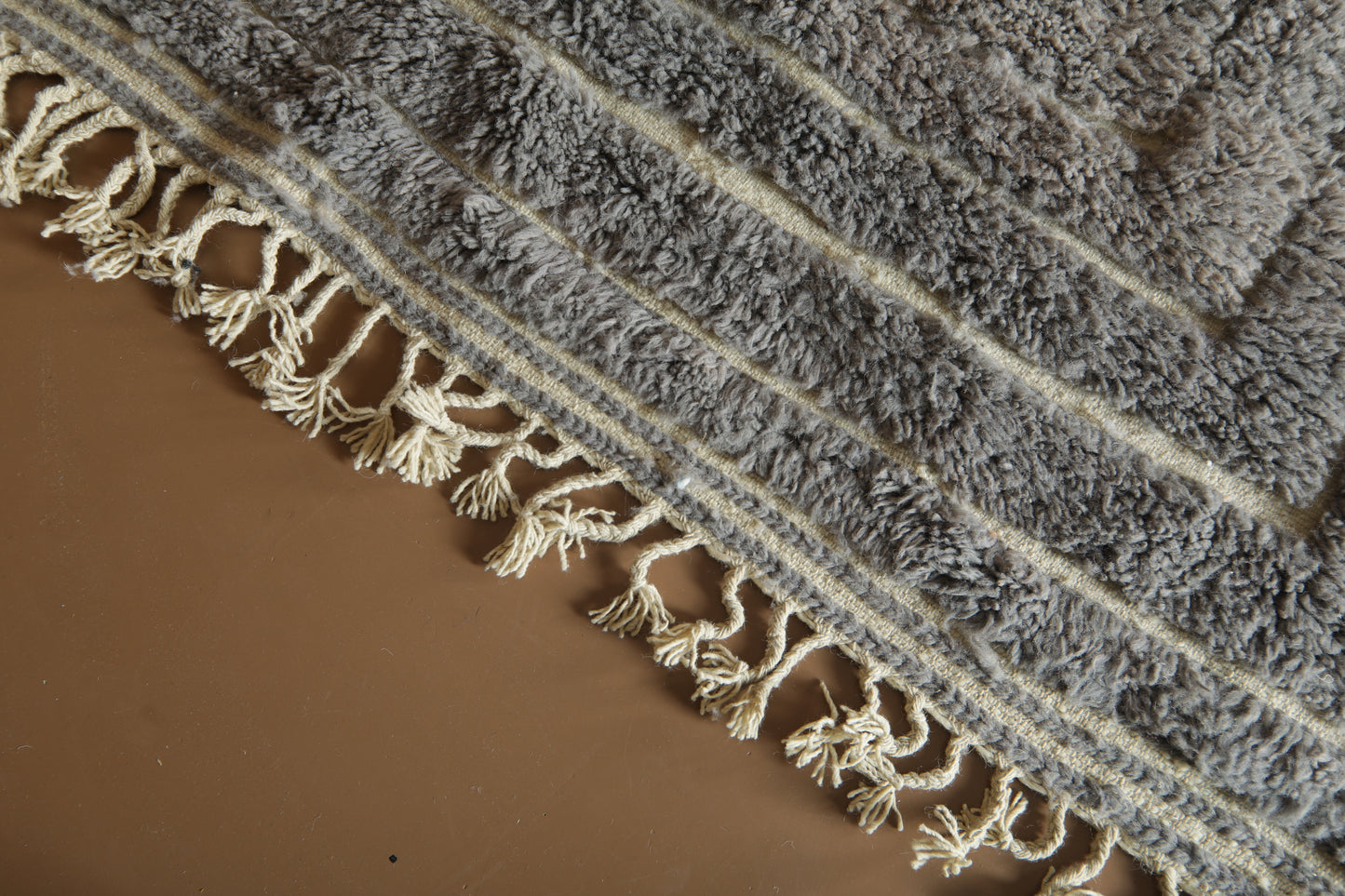Custom Handmade Moroccan Rug – Gray & Cream Geometric Wool Design