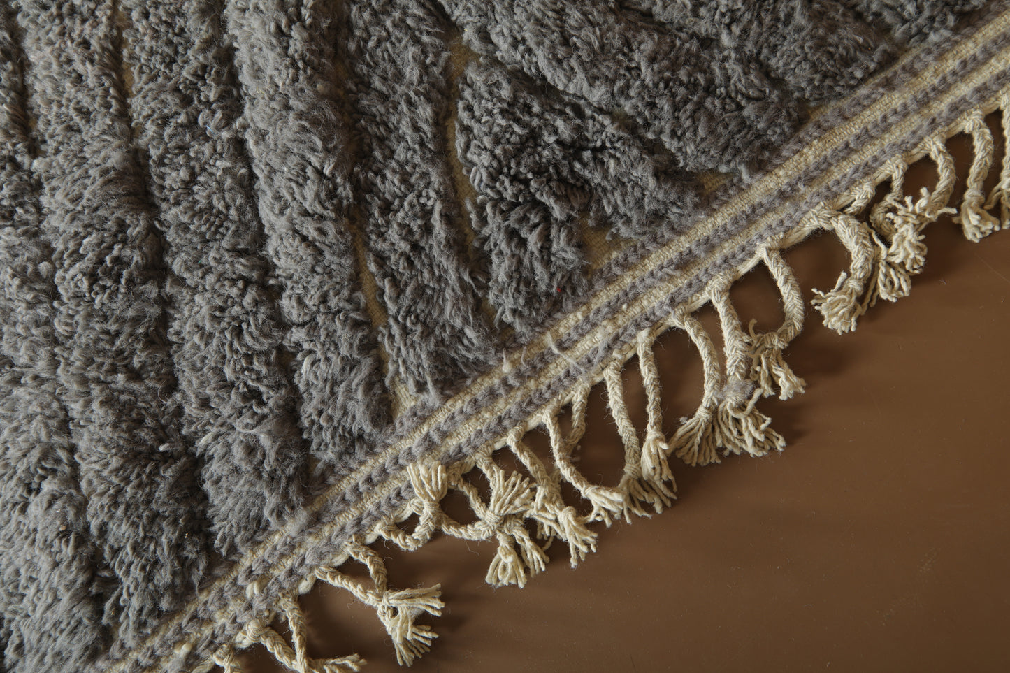 Custom Handmade Moroccan Rug – Gray & Cream Geometric Wool Design