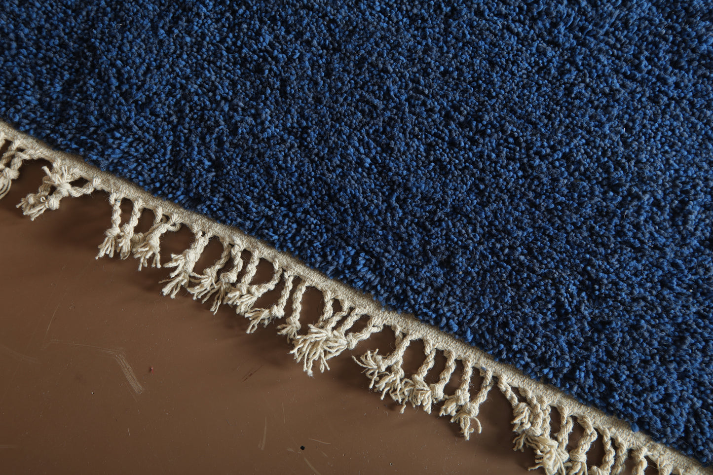 Custom Handmade Moroccan Rug – Deep Blue Wool with Minimal Geometric Pattern