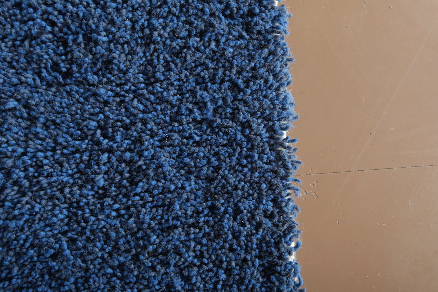 Custom Handmade Moroccan Rug – Deep Blue Wool with Minimal Geometric Pattern