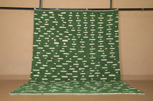 Green Moroccan Rug – Handwoven Wool - Modern Custom Design