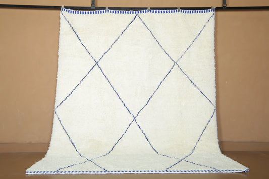 Minimalist Moroccan Rug - Blue Diamond Lattice – Custom Handwoven Wool