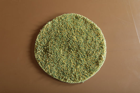 Green Textured Round Wool Rug -Handmade Rug - Custom Rug
