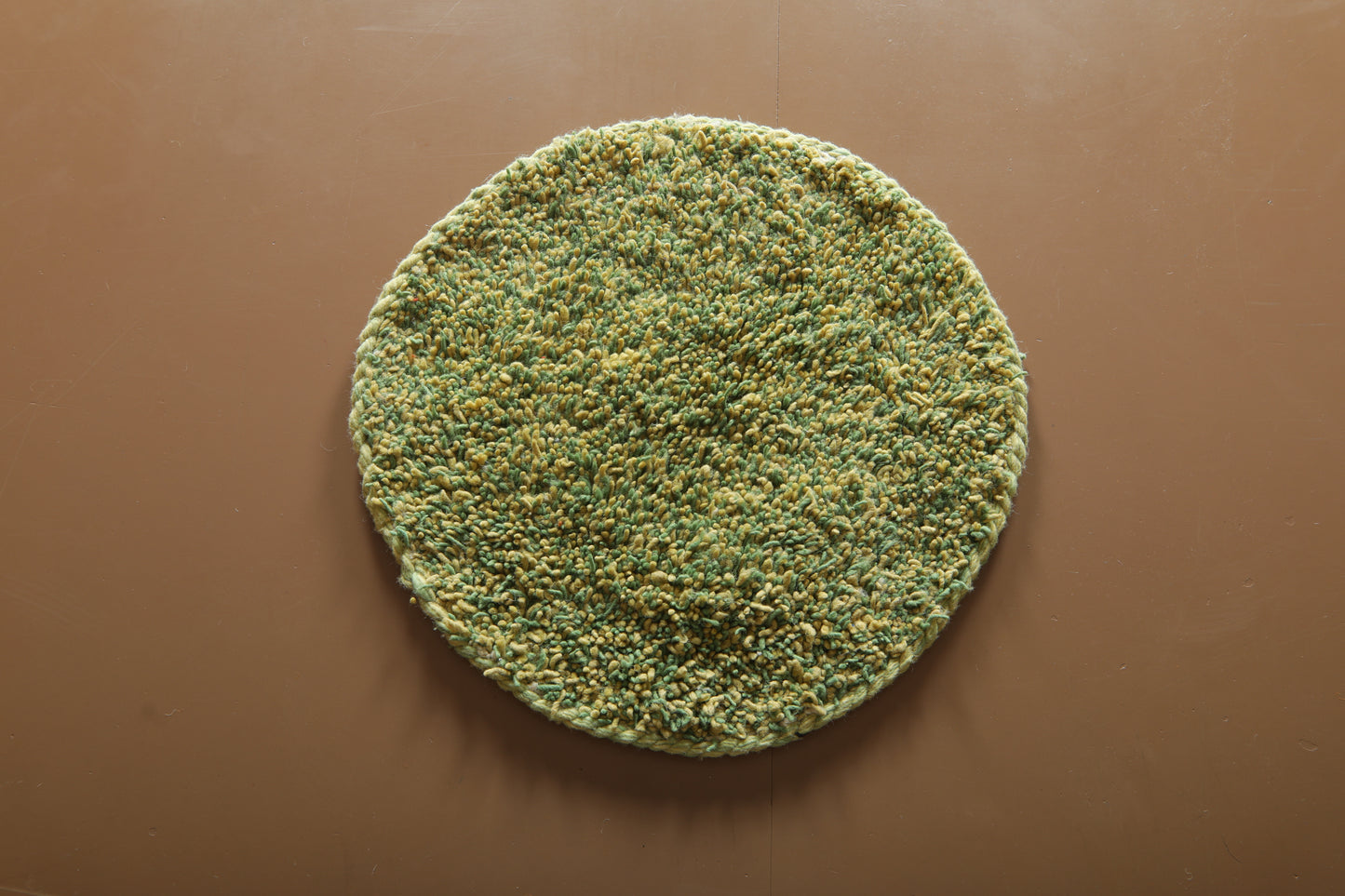 Green Textured Round Wool Rug -Handmade Rug - Custom Rug