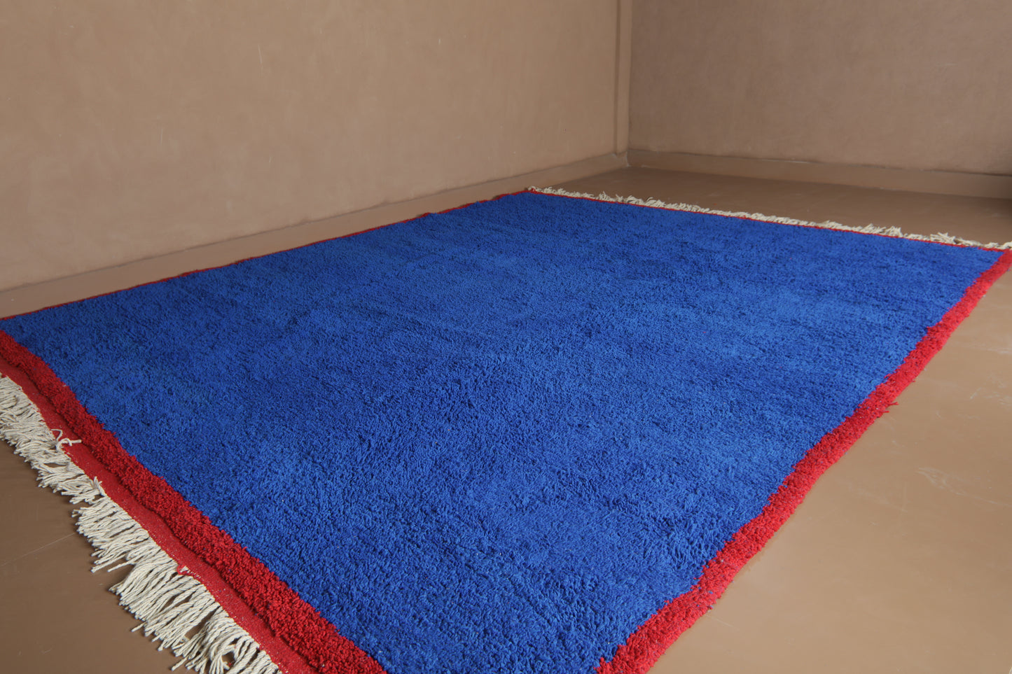 Blue Minimalist Moroccan Rug  - Wool rug - Handwoven Custom Rug