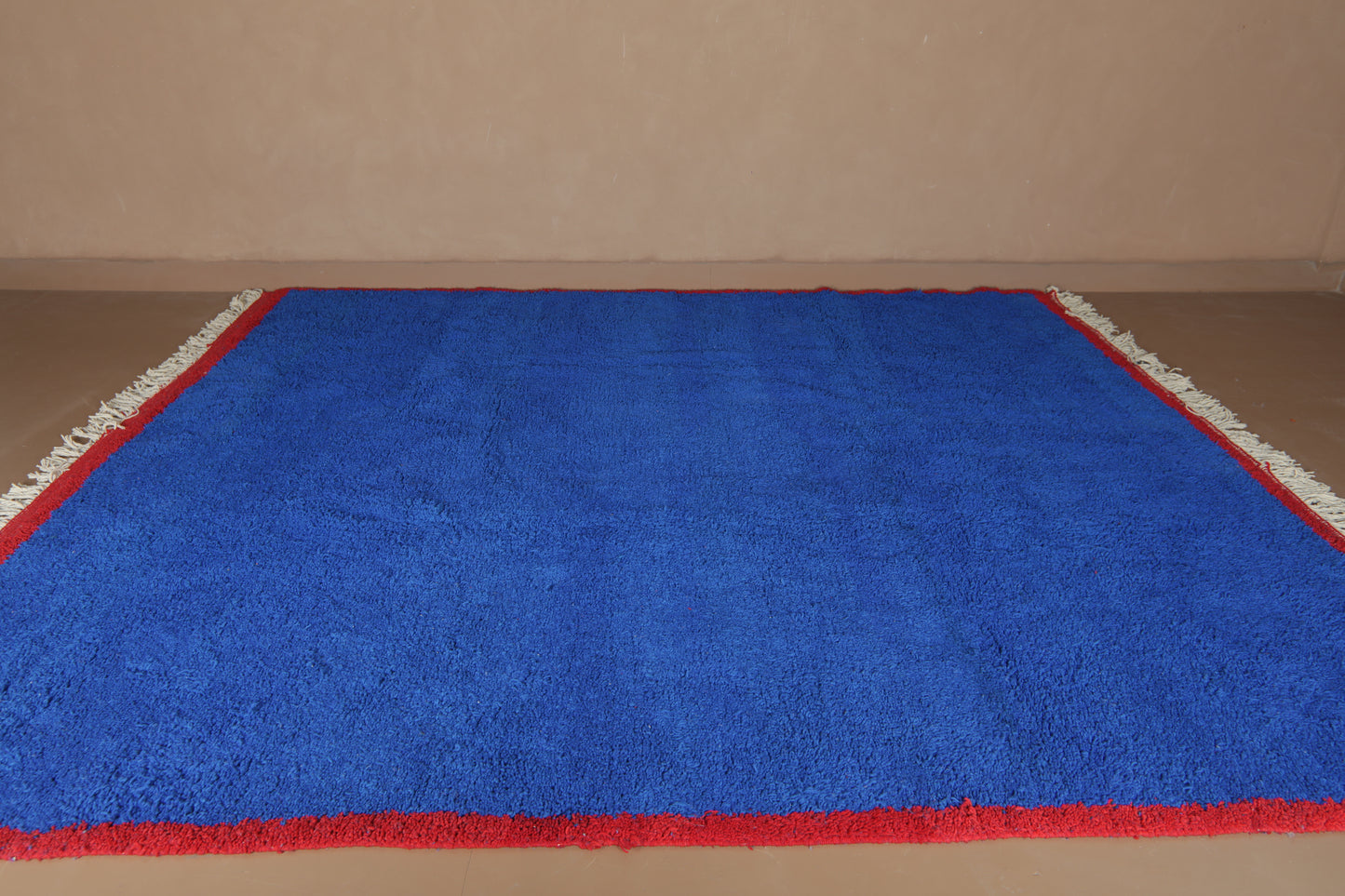Blue Minimalist Moroccan Rug  - Wool rug - Handwoven Custom Rug