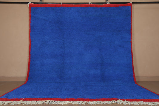 Blue Minimalist Moroccan Rug  - Wool rug - Handwoven Custom Rug
