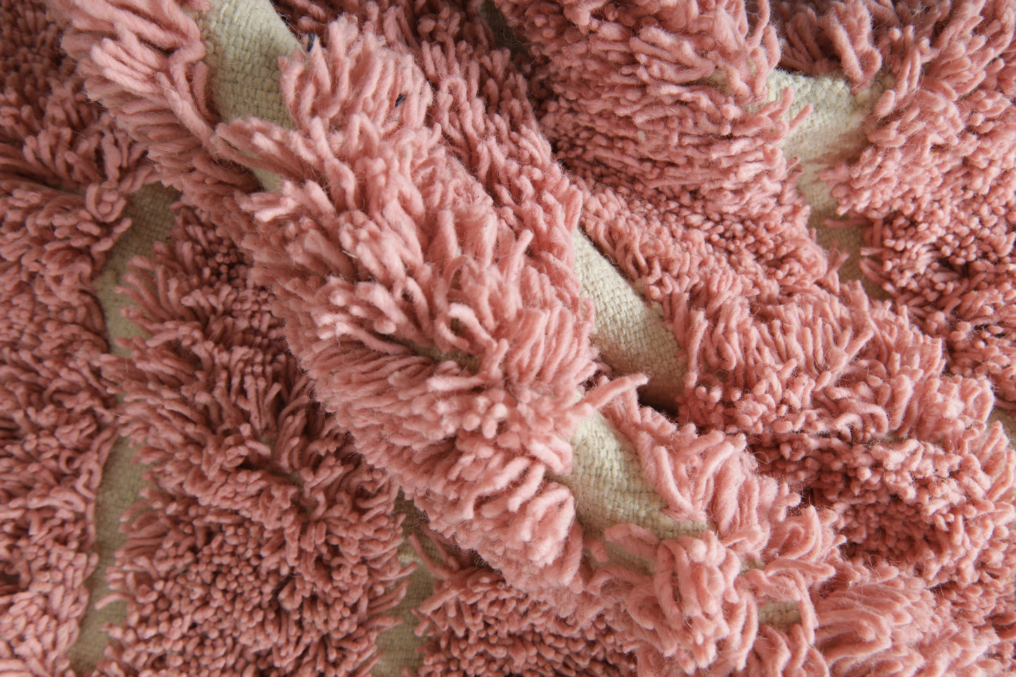 Custom Pink Moroccan Rug – Handmade Wool Berber Carpet with Ivory Stripes