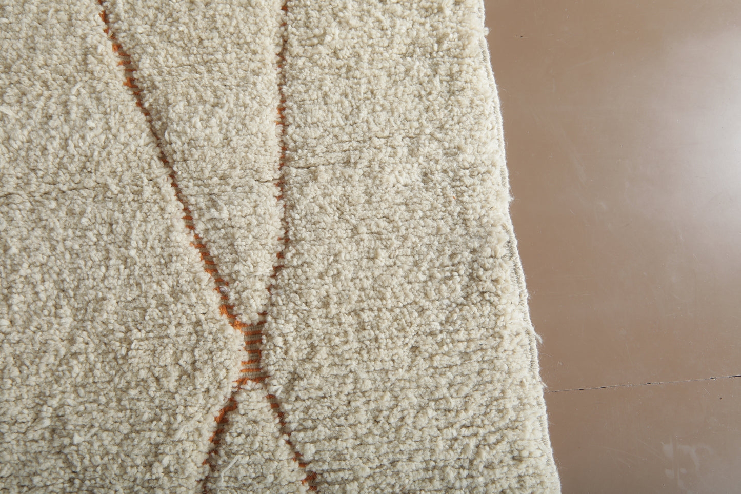Rug With Orange Trellis Design - Moroccan Rug - Wool Rug