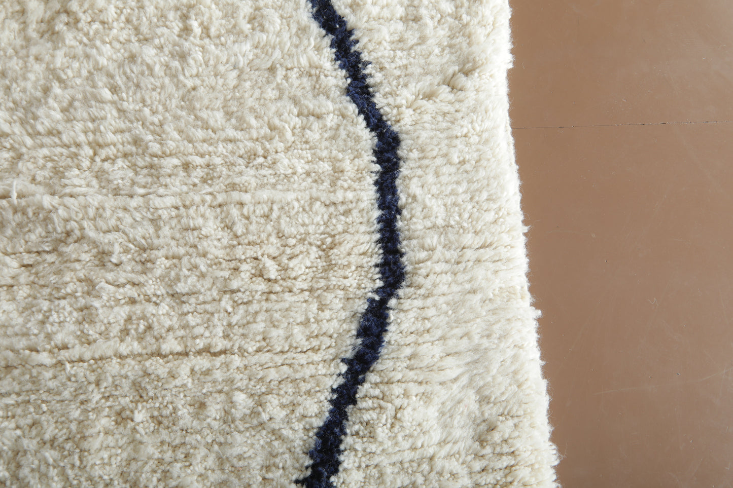 Custom Moroccan Wool Rug – Cream & Navy Geometric Handmade Berber Carpet