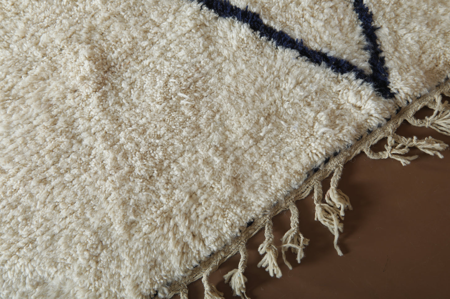 Custom Moroccan Wool Rug – Cream & Navy Geometric Handmade Berber Carpet