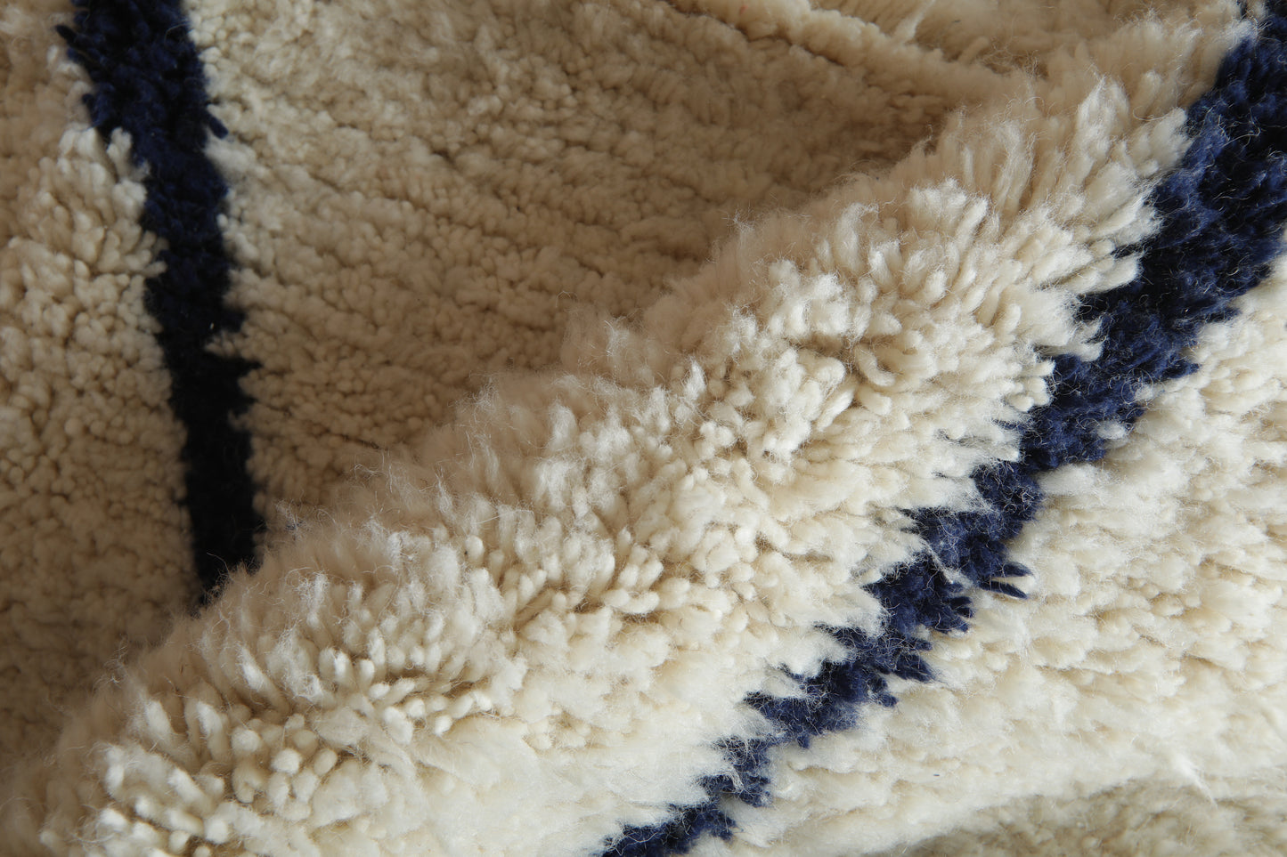 Custom Moroccan Wool Rug – Cream & Navy Geometric Handmade Berber Carpet