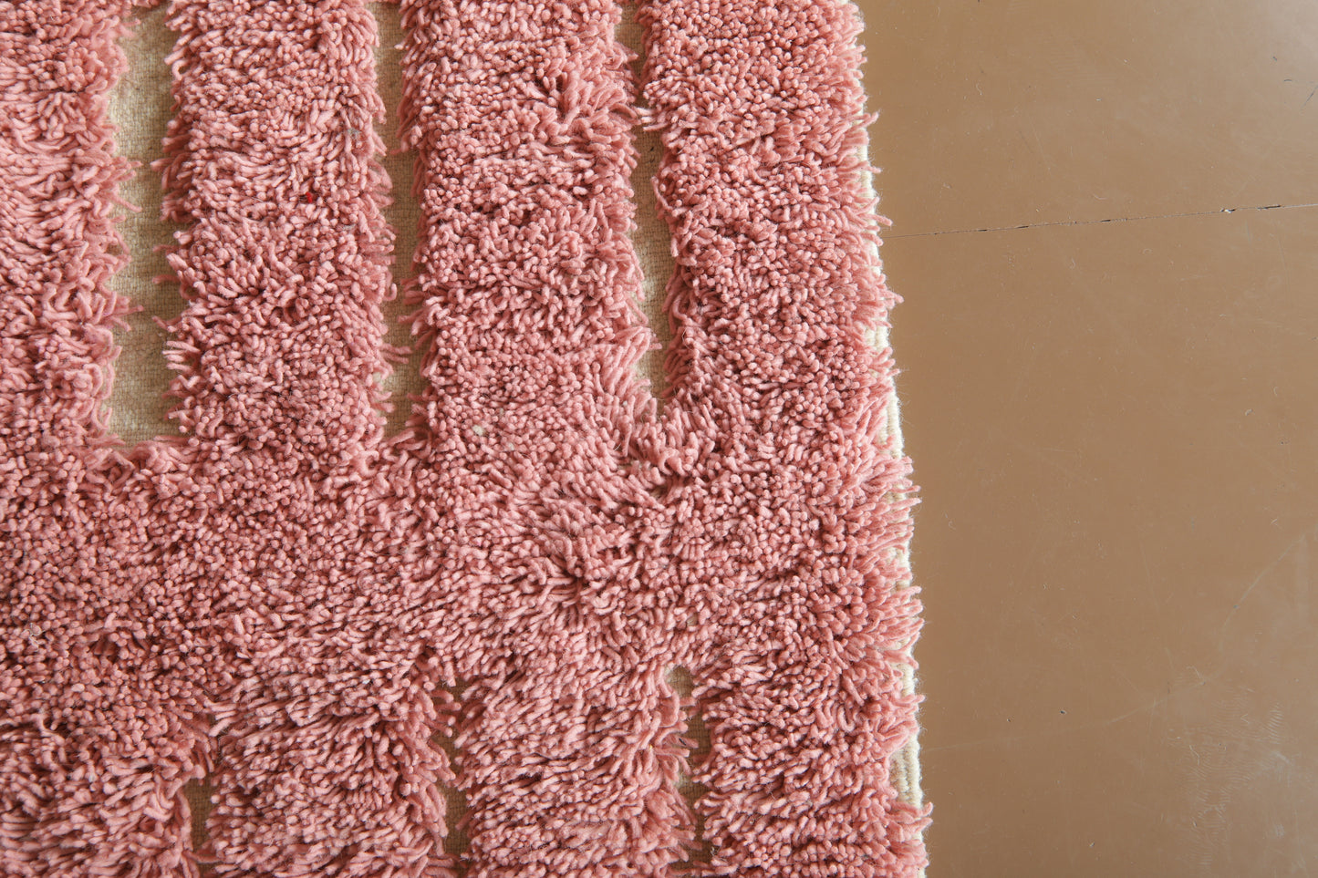 Custom Pink Moroccan Rug – Handmade Wool Berber Carpet with Ivory Stripes